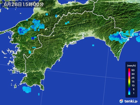 高知県の雨雲レーダー(2017年06月28日)