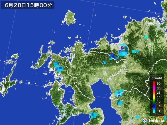 佐賀県の雨雲レーダー(2017年06月28日)