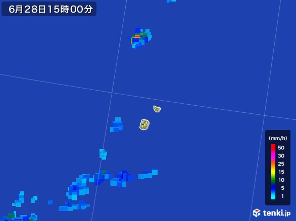 南大東島(沖縄県)の雨雲レーダー(2017年06月28日)