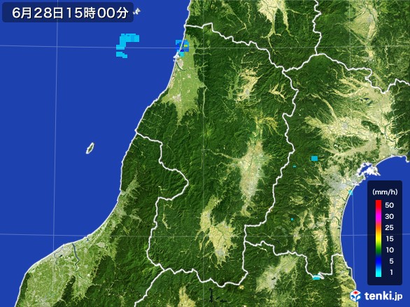 山形県の雨雲レーダー(2017年06月28日)