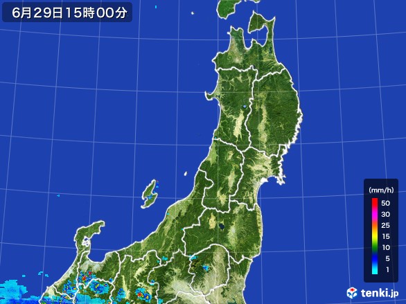 東北地方の雨雲レーダー(2017年06月29日)