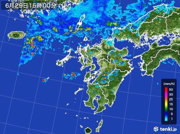九州地方の雨雲レーダー(2017年06月29日)