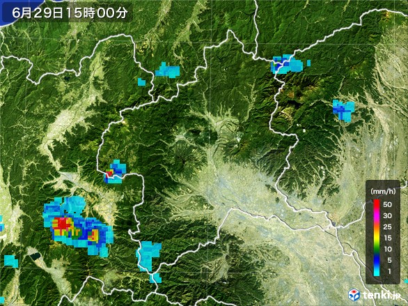 群馬県の雨雲レーダー(2017年06月29日)