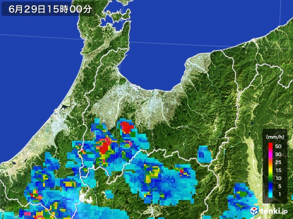 富山県の雨雲レーダー(2017年06月29日)