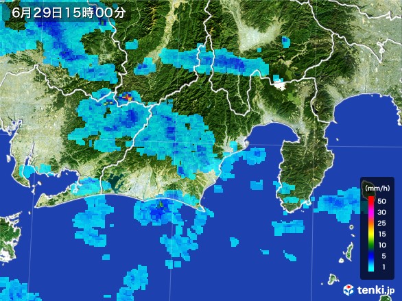 静岡県の雨雲レーダー(2017年06月29日)