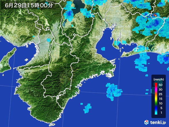 三重県の雨雲レーダー(2017年06月29日)
