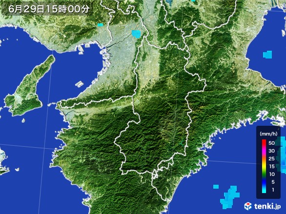 奈良県の雨雲レーダー(2017年06月29日)