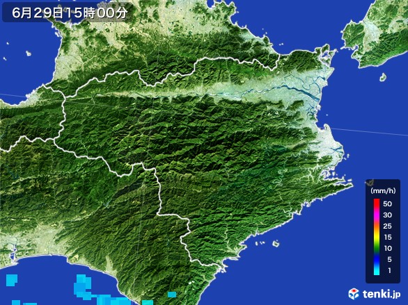 徳島県の雨雲レーダー(2017年06月29日)