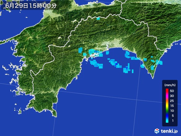 高知県の雨雲レーダー(2017年06月29日)