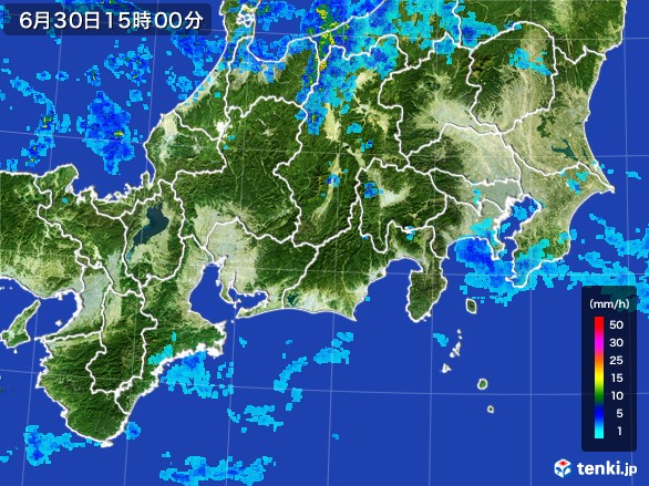 東海地方の雨雲レーダー(2017年06月30日)