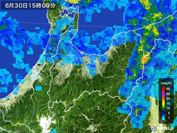 富山県の雨雲レーダー(2017年06月30日)