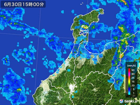 石川県の雨雲レーダー(2017年06月30日)