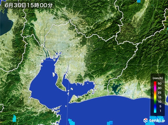 愛知県の雨雲レーダー(2017年06月30日)