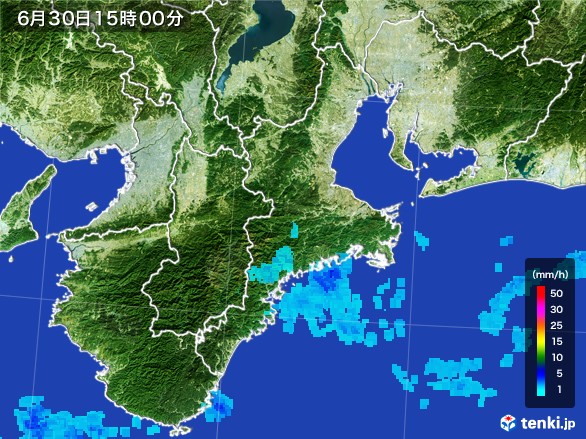 三重県の雨雲レーダー(2017年06月30日)