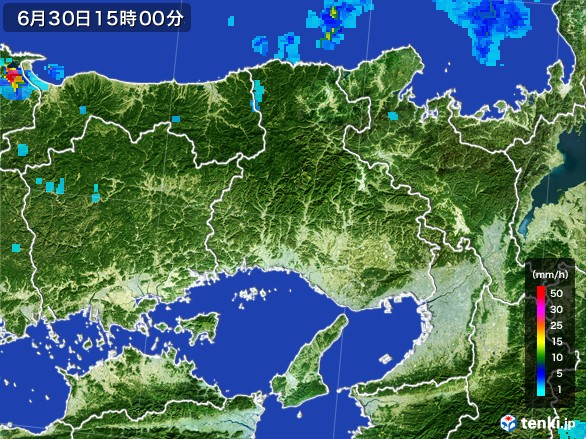 兵庫県の雨雲レーダー(2017年06月30日)