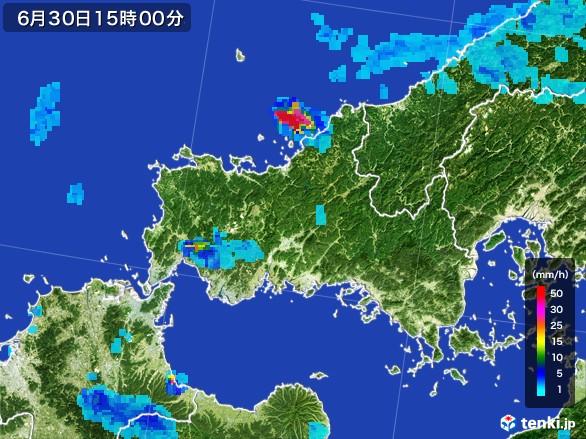 山口県の雨雲レーダー(2017年06月30日)