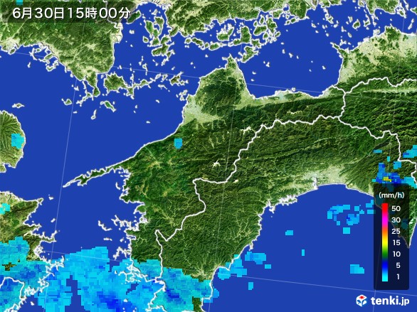 愛媛県の雨雲レーダー(2017年06月30日)
