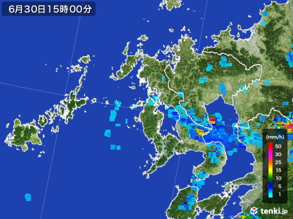 長崎県の雨雲レーダー(2017年06月30日)