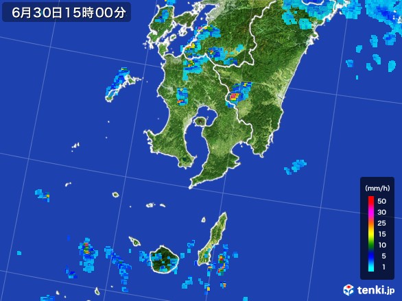 鹿児島県の雨雲レーダー(2017年06月30日)