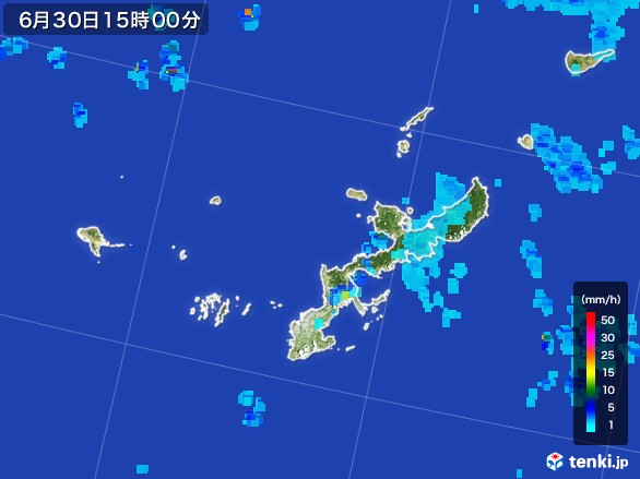 沖縄県の雨雲レーダー(2017年06月30日)