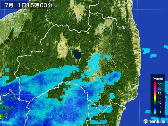 福島県の雨雲レーダー(2017年07月01日)