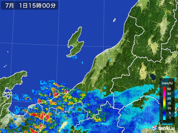 新潟県の雨雲レーダー(2017年07月01日)