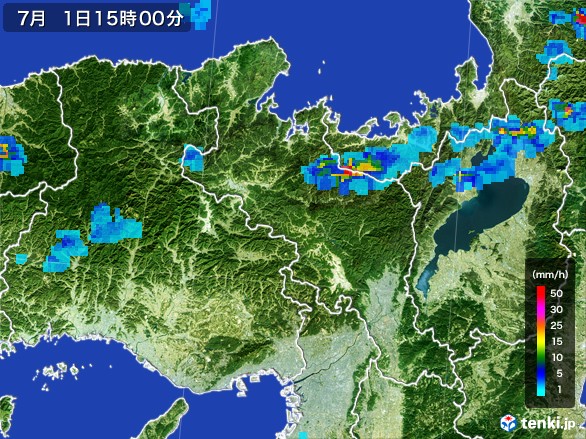京都府の雨雲レーダー(2017年07月01日)