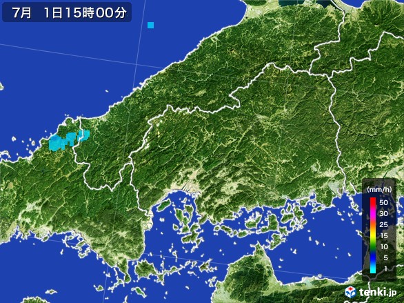 広島県の雨雲レーダー(2017年07月01日)