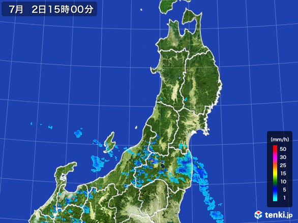 東北地方の雨雲レーダー(2017年07月02日)