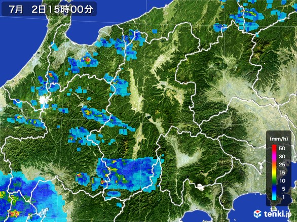 長野県の雨雲レーダー(2017年07月02日)