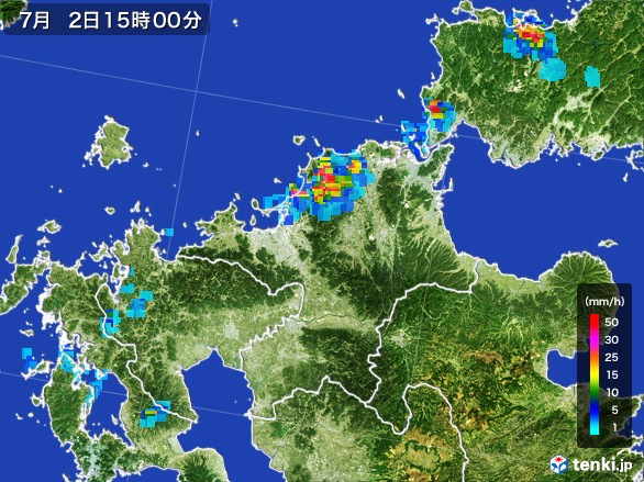 福岡県の雨雲レーダー(2017年07月02日)