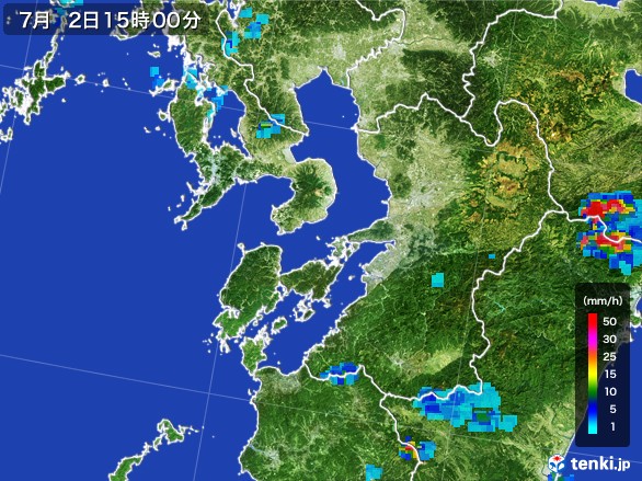 熊本県の雨雲レーダー(2017年07月02日)