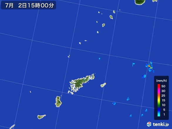 奄美諸島(鹿児島県)の雨雲レーダー(2017年07月02日)