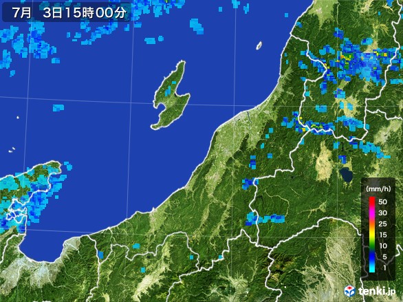 新潟県の雨雲レーダー(2017年07月03日)