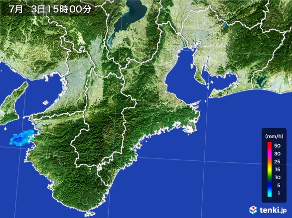 三重県の雨雲レーダー(2017年07月03日)