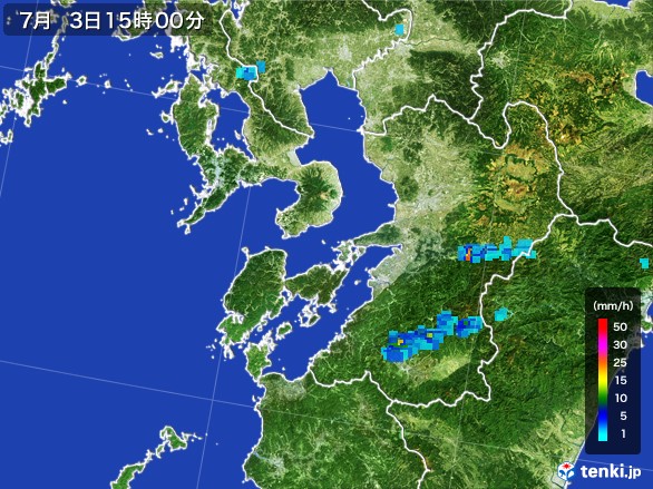 熊本県の雨雲レーダー(2017年07月03日)
