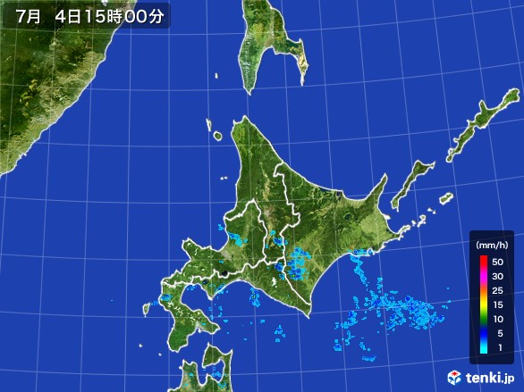 北海道地方の雨雲レーダー(2017年07月04日)