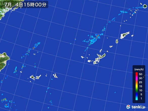 沖縄地方の雨雲レーダー(2017年07月04日)