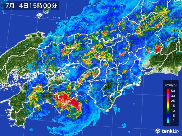 近畿地方の雨雲レーダー(2017年07月04日)