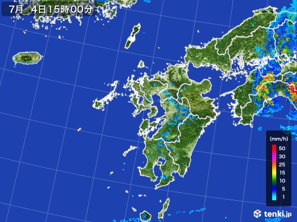 九州地方の雨雲レーダー(2017年07月04日)