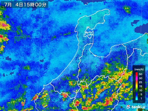 石川県の雨雲レーダー(2017年07月04日)
