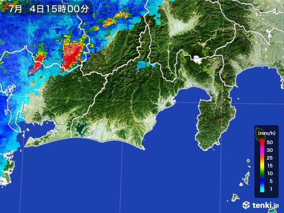 静岡県の雨雲レーダー(2017年07月04日)