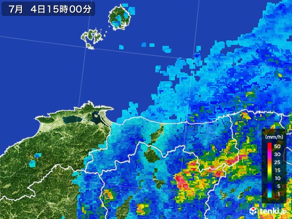 鳥取県の雨雲レーダー(2017年07月04日)
