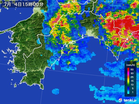 高知県の雨雲レーダー(2017年07月04日)