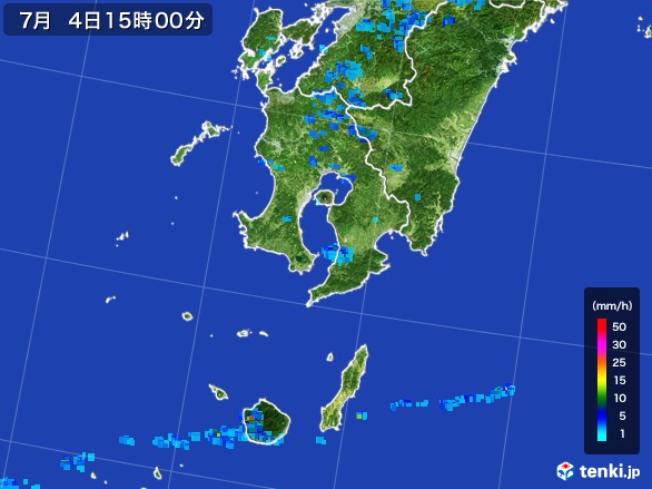 鹿児島県の雨雲レーダー(2017年07月04日)