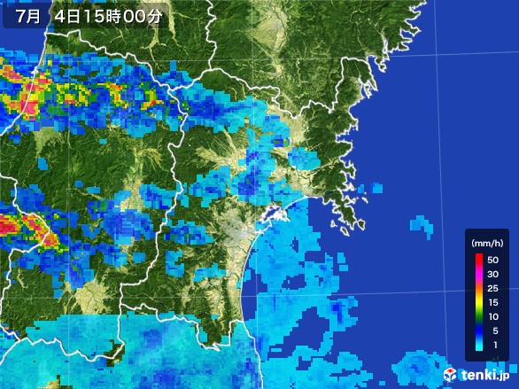 宮城県の雨雲レーダー(2017年07月04日)