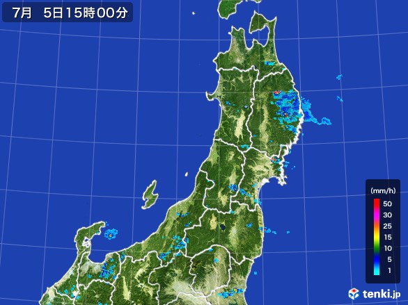 東北地方の雨雲レーダー(2017年07月05日)