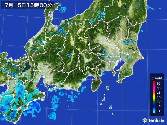 関東・甲信地方の雨雲レーダー(2017年07月05日)