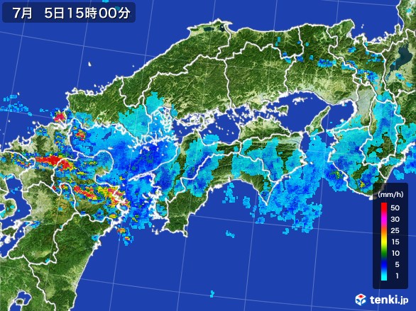 四国地方の雨雲レーダー(2017年07月05日)