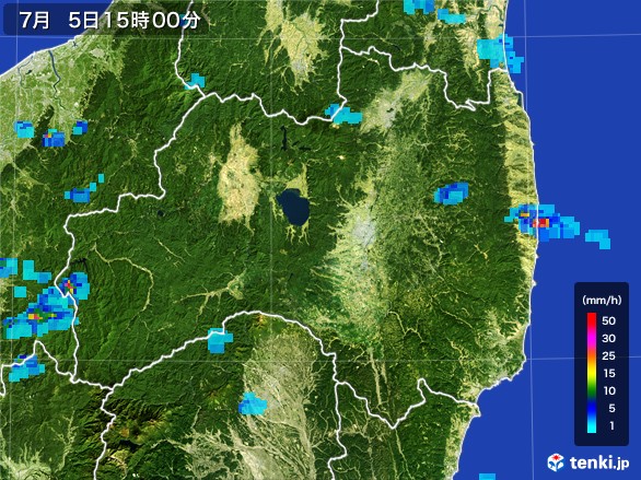 福島県の雨雲レーダー(2017年07月05日)